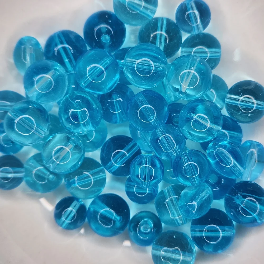 Blue Glass Beads Assorted Sizes 6mm 8mm And Ovals 50 Beads #42